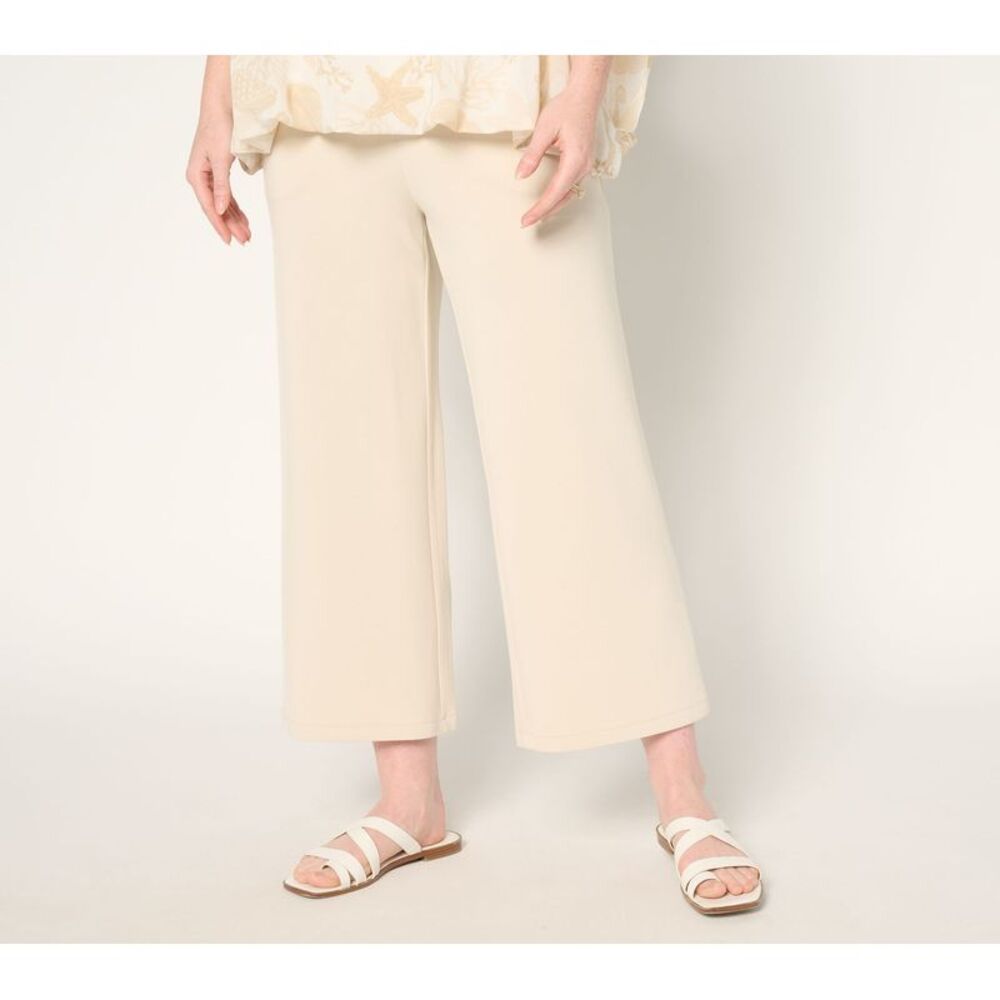 Belle by Kim Gravel Women's Petite Pants 2XP ScubaLuxe Gaucho Pant White A679968